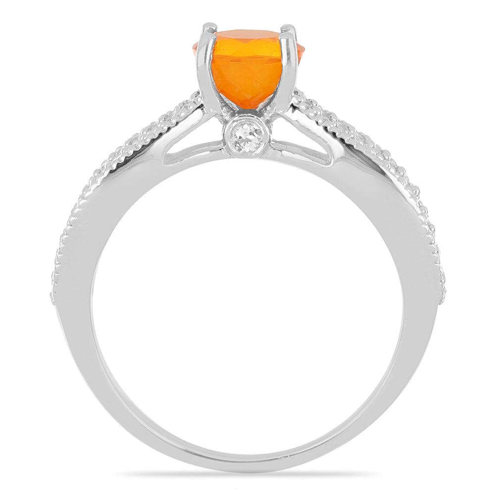 Stříbrný Prsten s Etiopským Oranžovým Opálem a Bílým Topazem