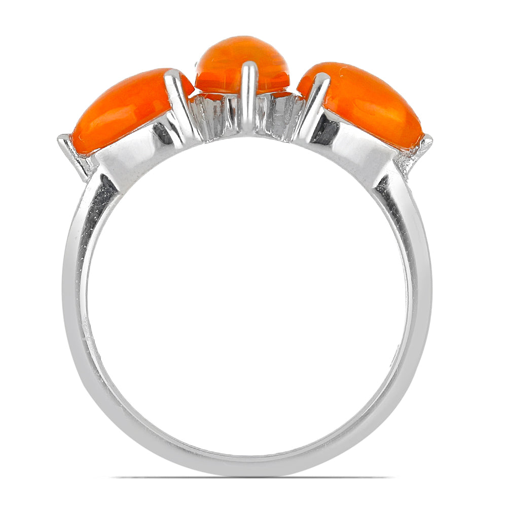 Stříbrný Prsten s Oranžovým Ohnivým Opálem
