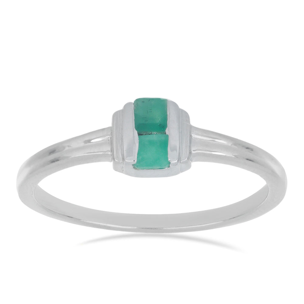 Stříbrný Prsten s Brazilským Smaragdem