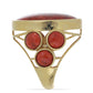 Pozlacený Stříbrný Prsten s Červeným Houbovým Korálem