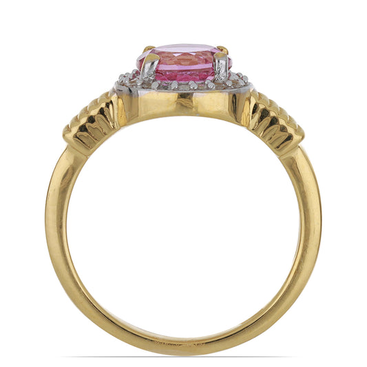 Pozlacený Stříbrný Prsten s Růžovým Topazem a Bílým Topazem