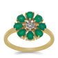 Pozlacený Stříbrný Prsten se Zeleným Onyxem a Bílým Topazem