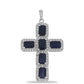 Kříž Stříbrný Přívěsek s Roseberským Modrým Safírem a Bílým Topazem