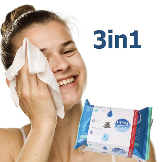 3 balení do Hloubky čistících, Exfoliačních Ubrousků na obličej - 2x25 a 1x20 ks
