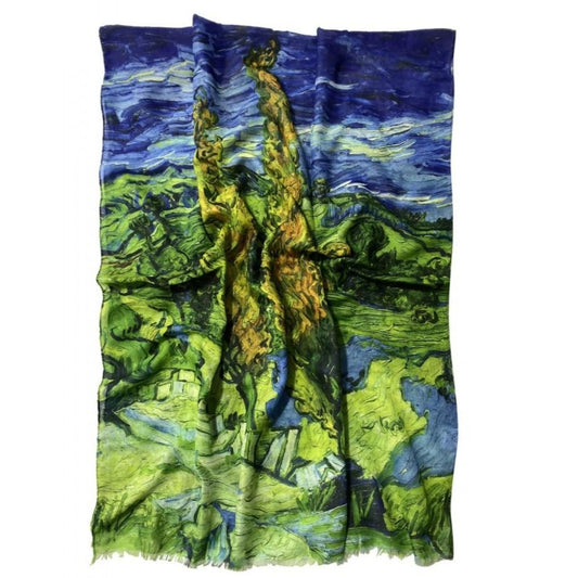 Bavlněná Šála-šátek, 70 cm x 180 cm, Van Gogh - Dva topoly